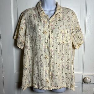 Casey & Max Vintage Floral Button Up Blouse Size XL
